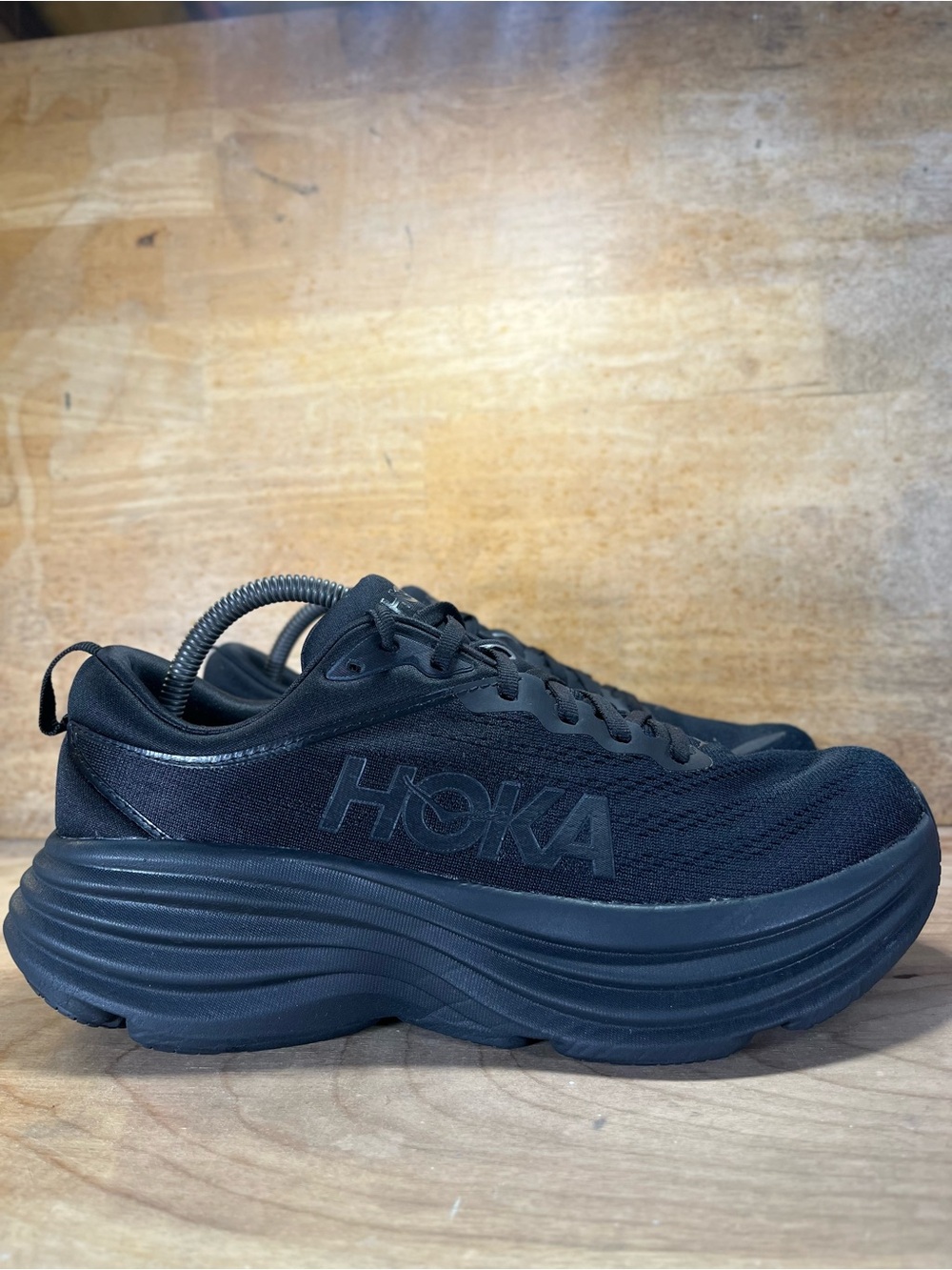 Hoka One One Bondi 8 REFLECTIVE Womens Size 10 Running Shoes Sneakers Black - Picture 1 of 11
